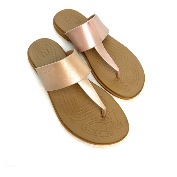 Crocs Tulum Metallic Flip Sandal Women's size 9 Pink Clay Pastel - Picture 1 of 7